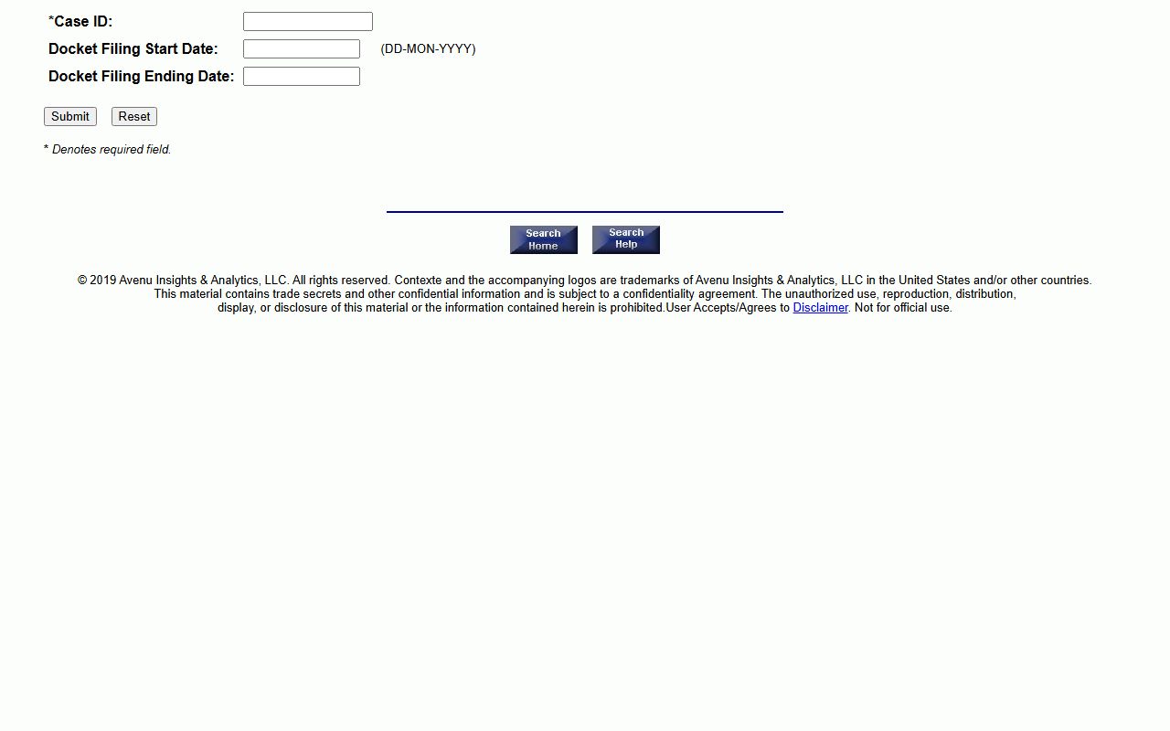 New Castle County court records docket report search form on Delaware CourtConnect