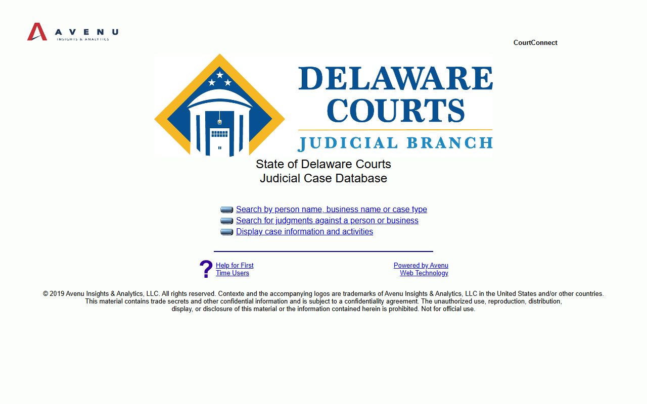 New Castle County court records search on Delaware CourtConnect