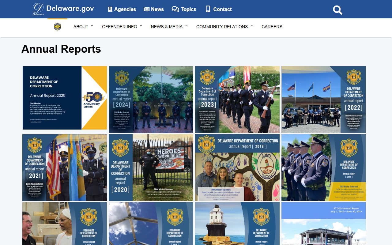 New Castle County jail population data is broken out in the Delaware DOC annual report
