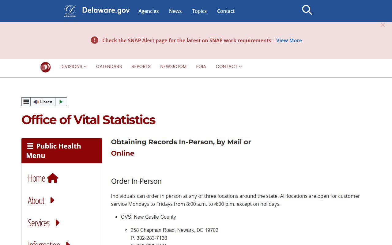 New Castle County probate records support page from Delaware vital statistics for death certificates